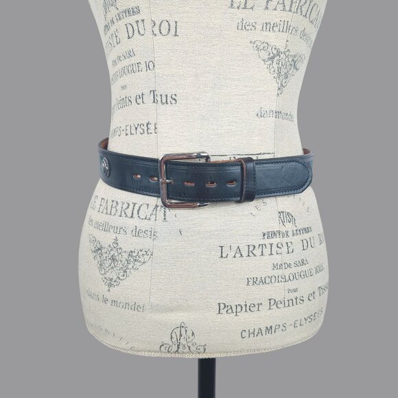 Cowboy Legends Accessories - Vintage Cowboy Legends Western Black Leather Belt Small Buckle